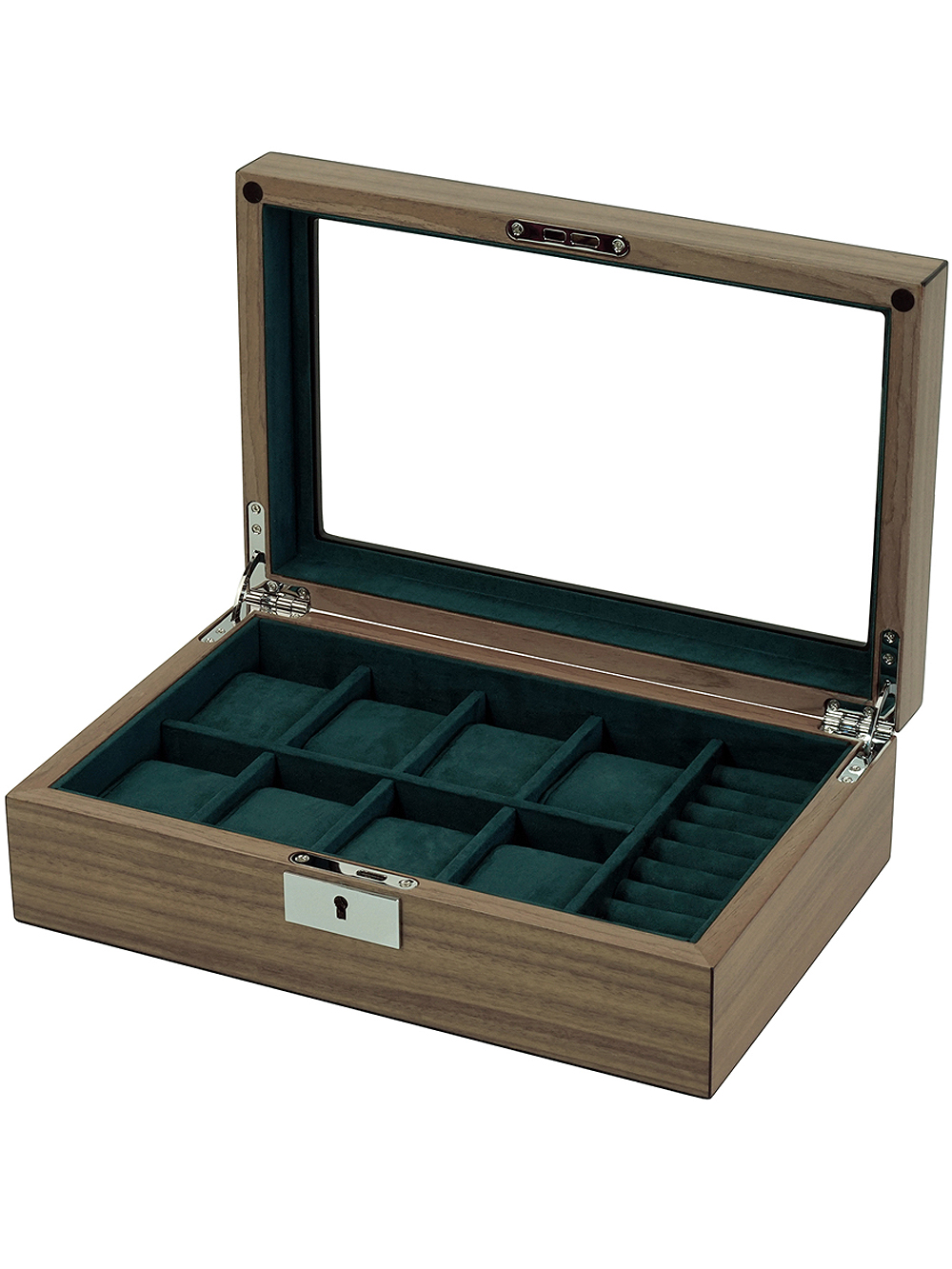 Rothenschild watch box walnut RS-2442-W for 8 watches & cufflinks