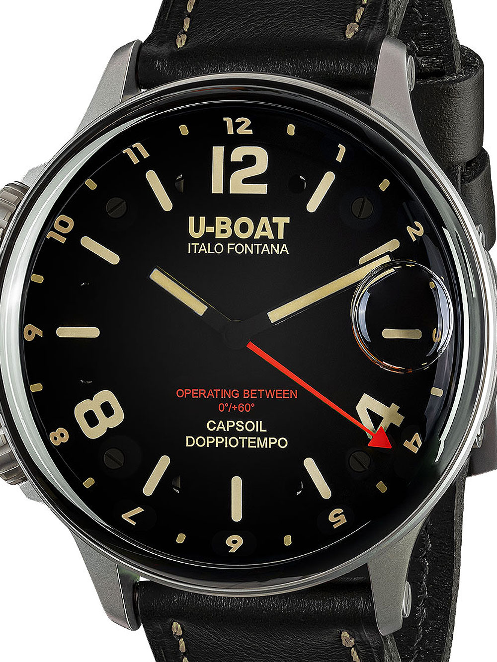 U-Boat 9672 Capsoil Doppiotempo SS GMT Mens Watch 55mm 10ATM