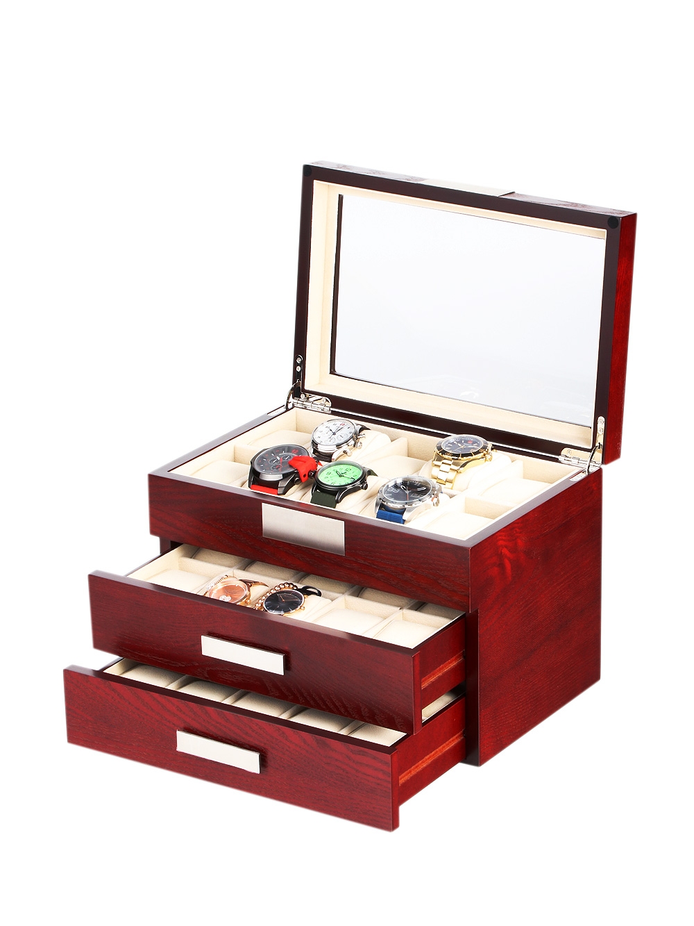 Rothenschild Watch Box RS-2350-30C for 30 Watches Cherry