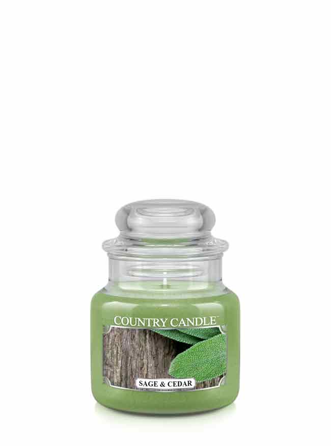 Country Candle Sage & Cedar dišeča sveča mini 1 stenj (104 g)