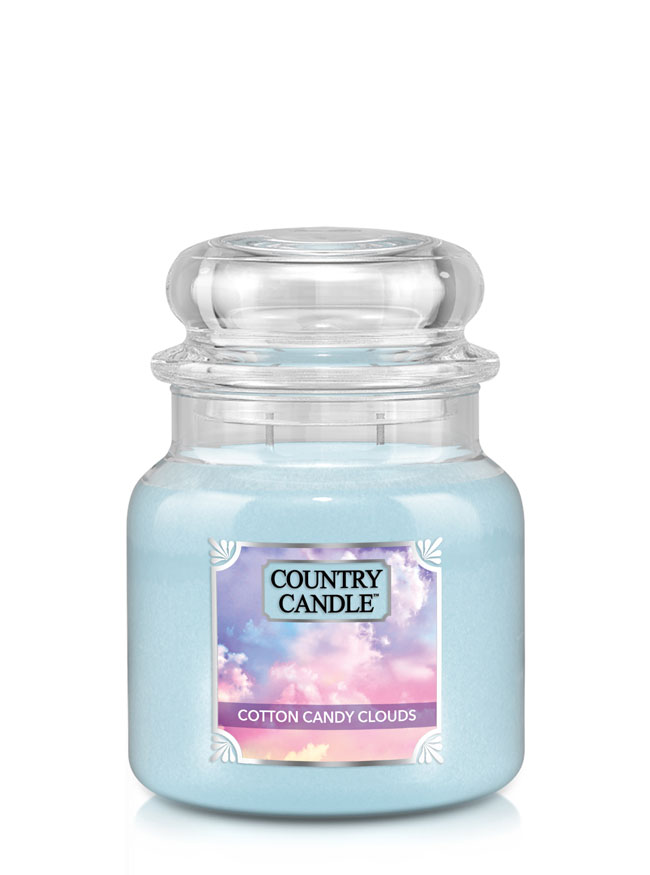 Country Candle Cotton Candy Clouds srednja dišeča sveča z 2 stenjem (453 g)