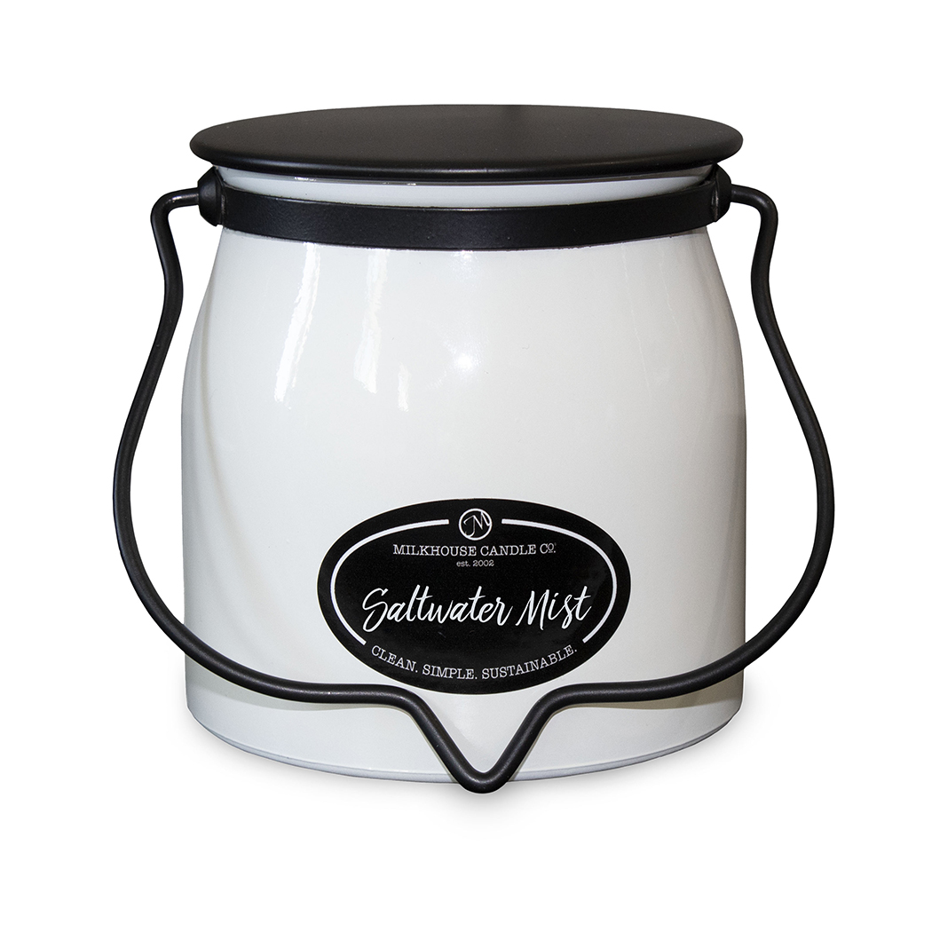 MILKHOUSE CANDLE Dišeča sveča Saltwater Mist BUTTER JAR 2 stenja (454 g)