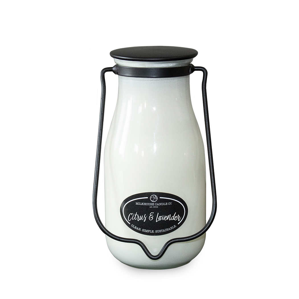 MILKHOUSE CANDLE Dišeča sveča Citrus & Lavender Milkbottle velika 396g