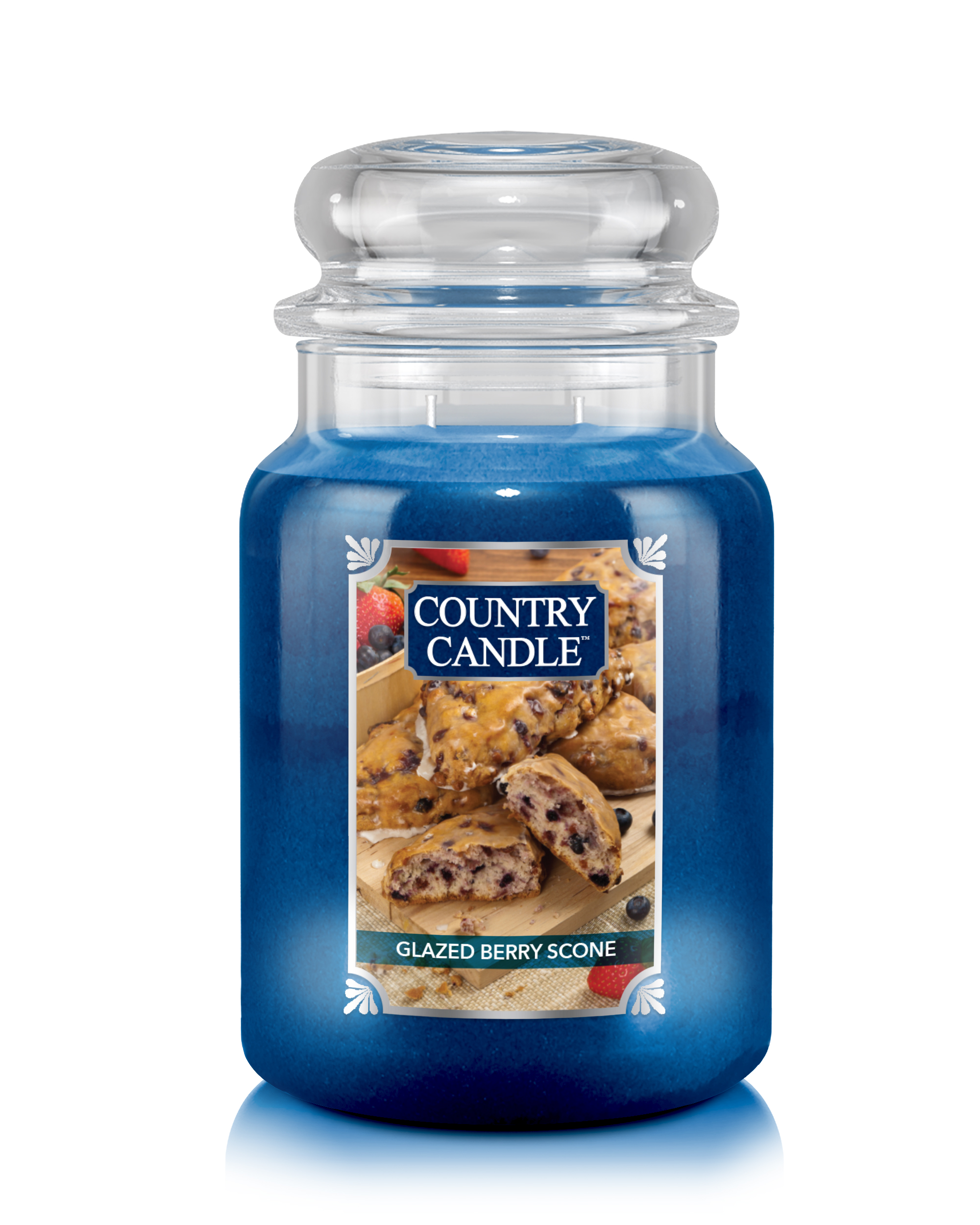 Velika dišeča sveča z 2 stenjema Country Candle Glazed Berry Scones (737 g)