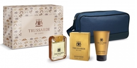 Trussardi My Land darilni set toaletna voda 100 ml + gel za tuširanje 100 ml + kozmetična torbica